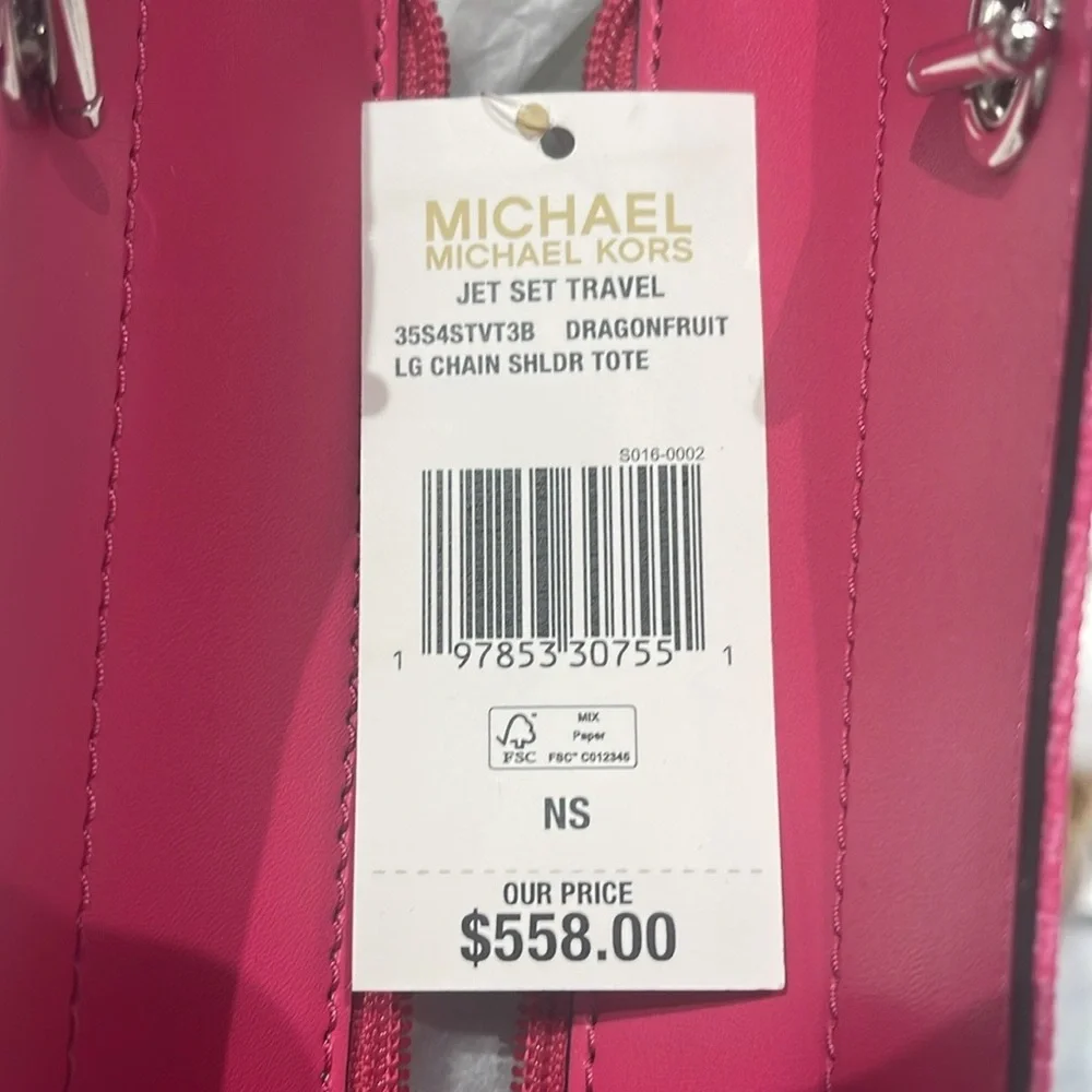 Michael Kors Pink Jet Set Travel Lg Signatr Logo Chain Shoulder Tote
Dragonfruit - Picture 6 of 16